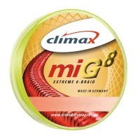 Schnur: Climax miG8 Braid fluogelb 0,20mm AUFSPULEN 230 Meter