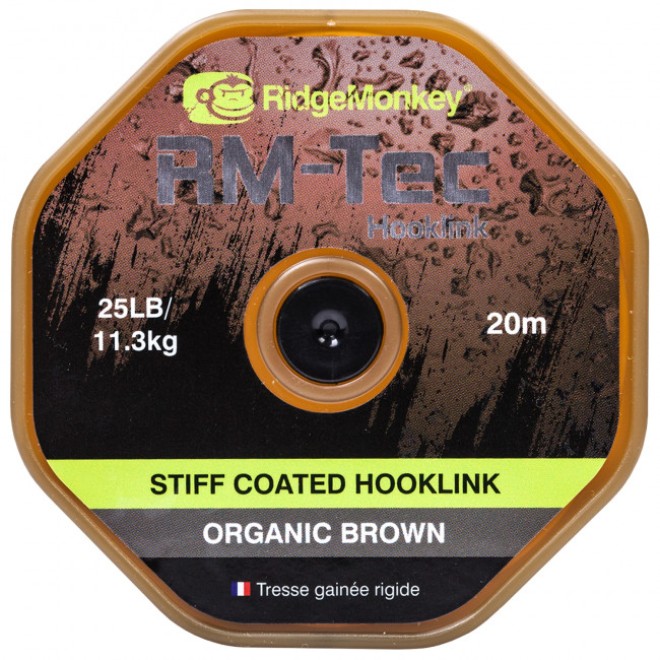 RidgeMonkey Tec Stiff Coated Hooklink 25lb Organic Brown
