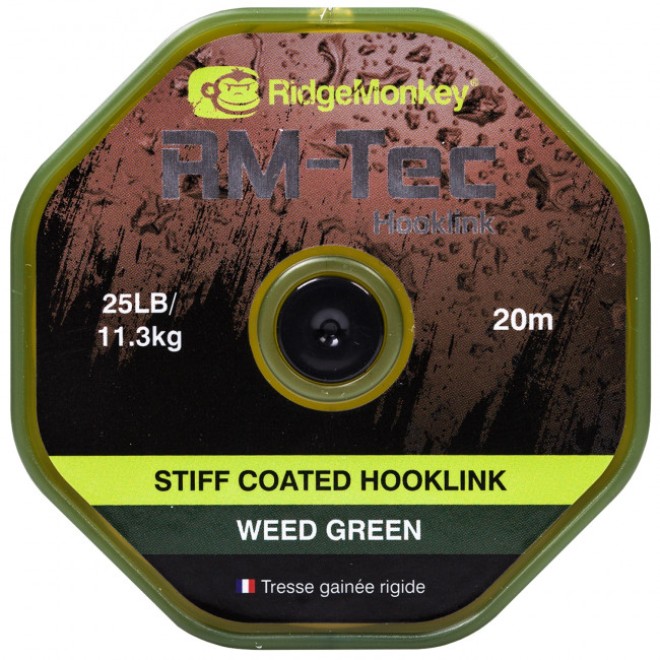 RidgeMonkey Tec Stiff Coated Hooklink 35lb Weed Green