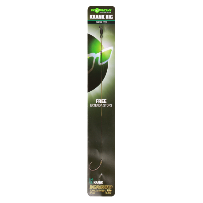 Korda Krank Rig Kamo Super Coated Braid 15lb Barbless