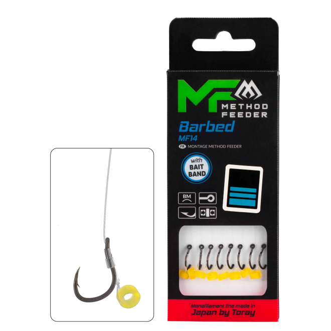 Mikado Method Feeder Rig with Bait Rubber Hakengr.8 0,23mm 10cm 8Stk.